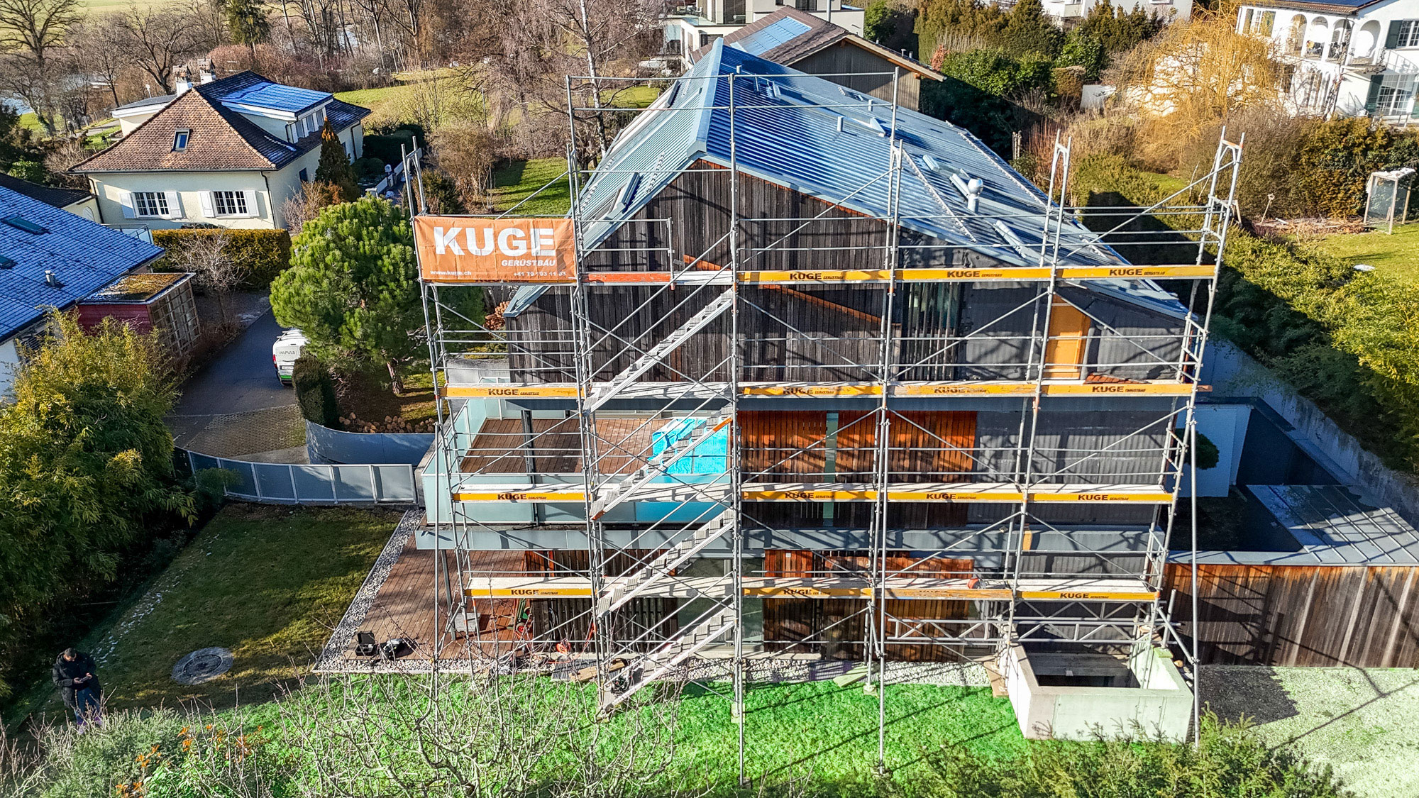 Gerüstbau-Projekt im Kanton Freiburg – Foto: KUGE Bau AG